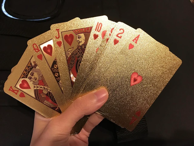 Alt view image 5 of 5 - Luxury 24K Gold Foil Poker Playing Cards Deck Carta de Baralho with Box Good AT-1-c jinsepuke meijin