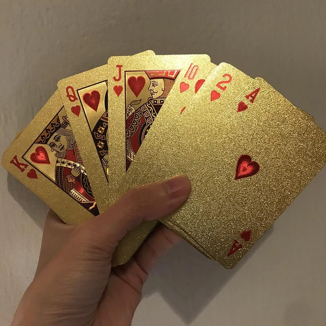 Alt view image 4 of 5 - Luxury 24K Gold Foil Poker Playing Cards Deck Carta de Baralho with Box Good AT-1-c jinsepuke meijin