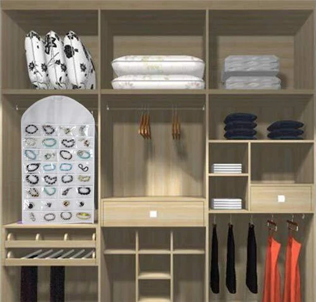 Alt view image 6 of 6 - US Seller Jewelry Hanging Non-Woven Organizer Holder 32 Pockets 18 Hook & Loops
