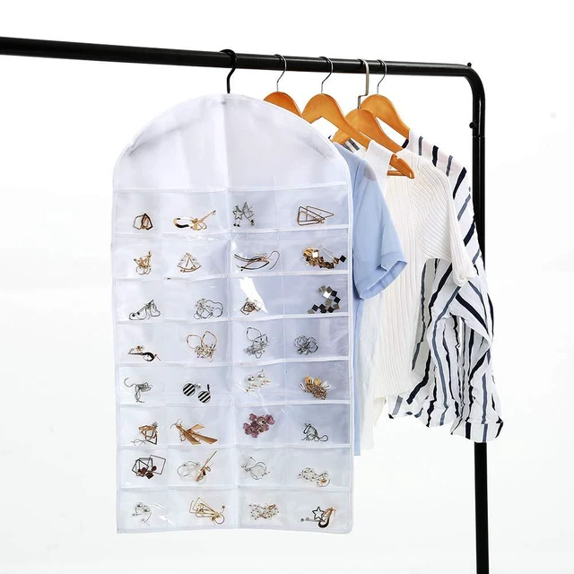 Alt view image 4 of 6 - US Seller Jewelry Hanging Non-Woven Organizer Holder 32 Pockets 18 Hook & Loops