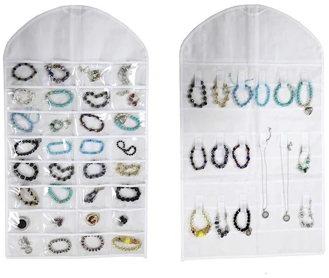 Main image of US Seller Jewelry Hanging Non-Woven Organizer Holder 32 Pockets 18 Hook & Loops