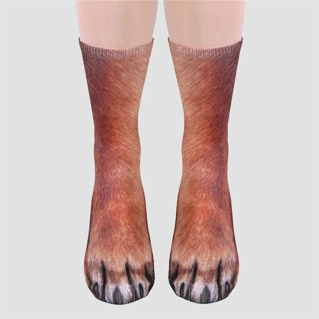 Alt view image 4 of 5 - US Seller Unisex Women Men Adult Teen 3D Animal Print Sock Paw Crew Foot Socks AV-4-adongwuwazi eyu