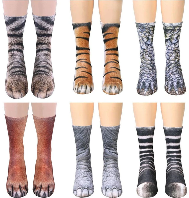 Alt view image 3 of 5 - US Seller Unisex Women Men Adult Teen 3D Animal Print Sock Paw Crew Foot Socks AV-4-adongwuwazi eyu
