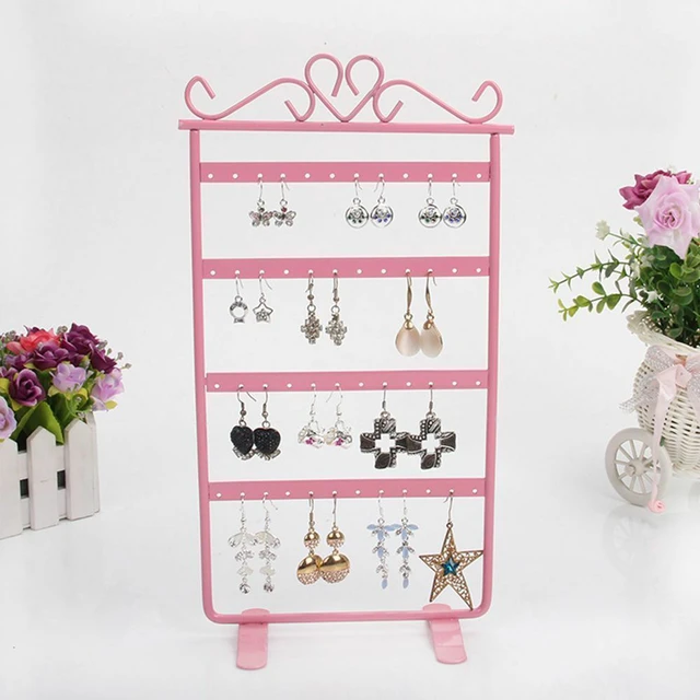 Alt view image 3 of 6 - US Earrings Necklace Jewelry Stand Holder Rack Tower Tree Metal Display Shelf AW-4-btieerhuanjia fenhong