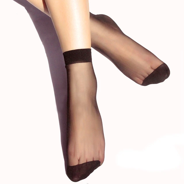 Alt view image 3 of 6 - 10 Pairs Women Nylon Elastic Short Ankle Sheer Stockings Silk Short Socks USA AX-1-cduansiwakafeise 10duizhuang