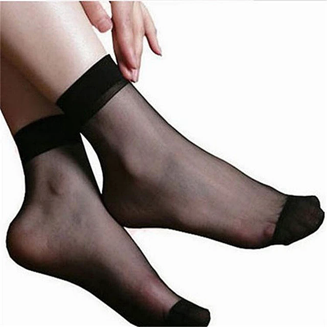 Alt view image 6 of 6 - 10 Pairs Women Nylon Elastic Short Ankle Sheer Stockings Silk Short Socks USA AX-1-cduansiwakafeise 10duizhuang