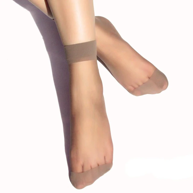 Main image of 10 Pairs Women Nylon Elastic Short Ankle Sheer Stockings Silk Short Socks USA AX-1-cduansiwakafeise 10duizhuang