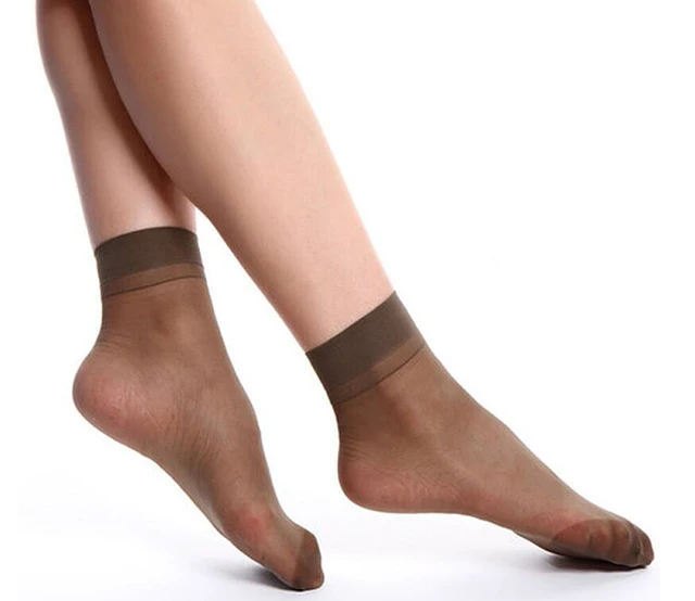 Alt view image 4 of 6 - 10 Pairs Women Nylon Elastic Short Ankle Sheer Stockings Silk Short Socks USA AX-1-cduansiwakafeise 10duizhuang