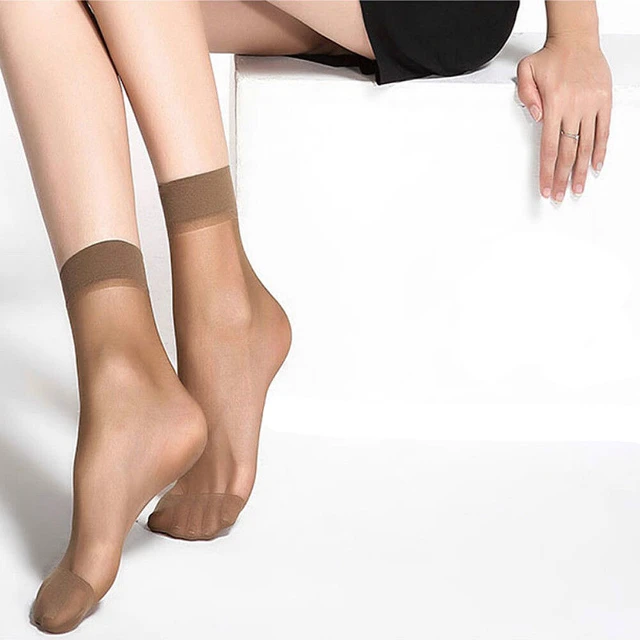 Alt view image 2 of 6 - 10 Pairs Women Nylon Elastic Short Ankle Sheer Stockings Silk Short Socks USA AX-1-cduansiwakafeise 10duizhuang