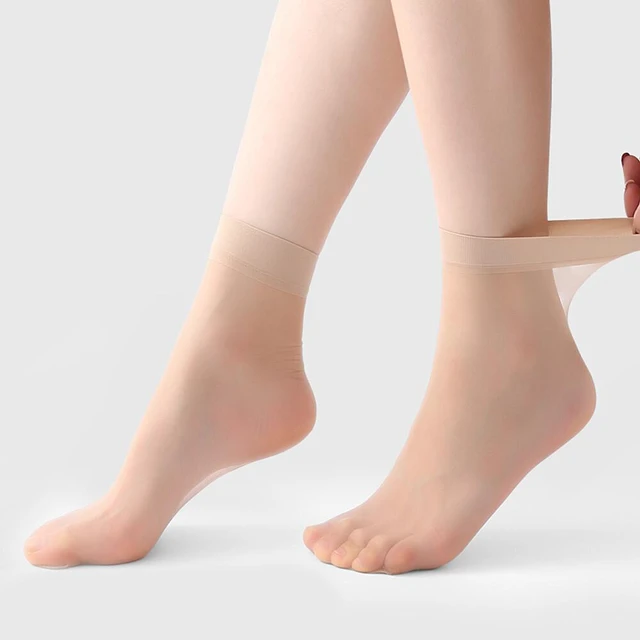 Alt view image 2 of 5 - 10 Pairs Women Nylon Elastic Short Ankle Sheer Stockings Silk Short Socks USA AX-1-cduansiwarouse 10duizhuang