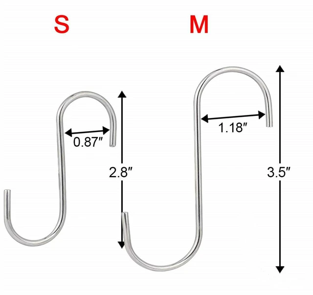 Main image of 50x Heavy Duty Stainless Steel S Hooks S-Shaped Hanging Utility Hangers