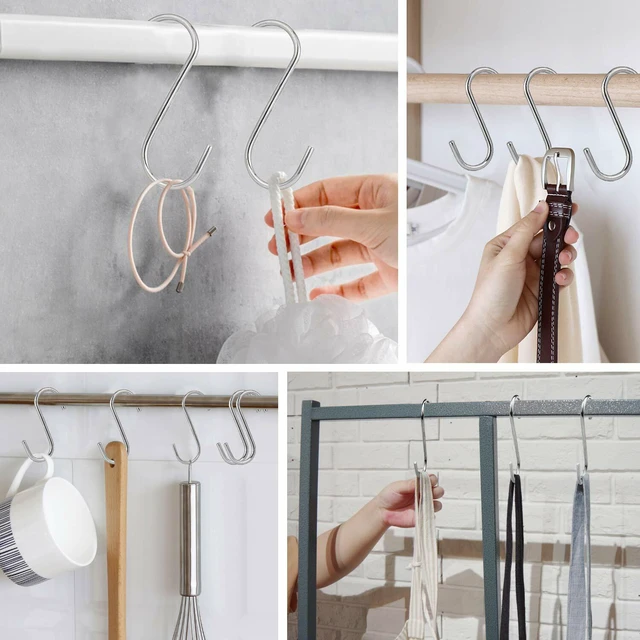 Alt view image 6 of 6 - 50x Heavy Duty Stainless Steel S Hooks S-Shaped Hanging Utility Hangers