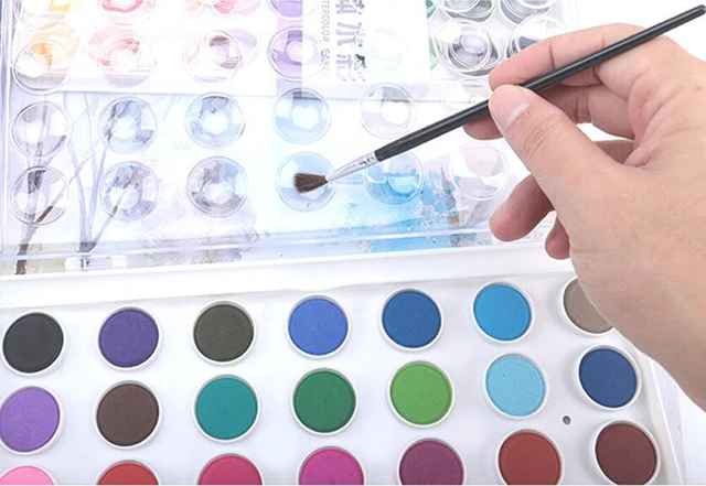 Alt view image 3 of 5 - US 36 Color Fundamental Watercolor Pan Artist Set and/or 10 Paint Brushes BH-2-bshuicaishua10gezhuang hongse