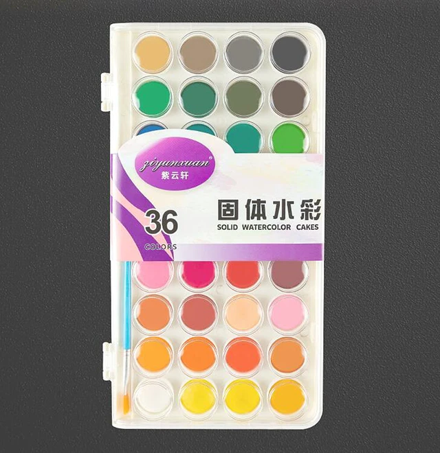 Alt view image 4 of 5 - US 36 Color Fundamental Watercolor Pan Artist Set and/or 10 Paint Brushes BH-2-bshuicaishua10gezhuang hongse
