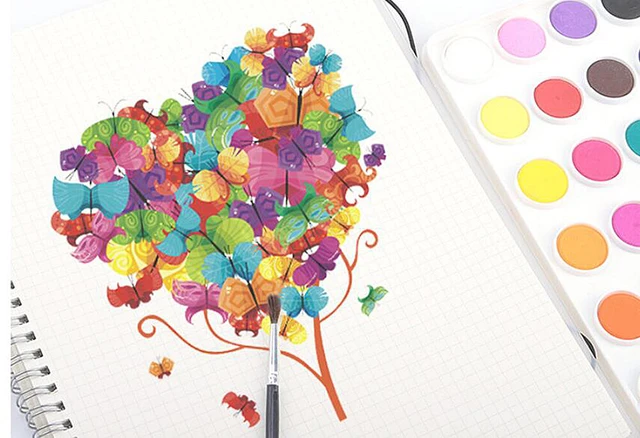 Alt view image 3 of 5 - US 36 Color Fundamental Watercolor Pan Artist Set and/or 10 Paint Brushes BH-2-bshuicaishua10gezhuang zise