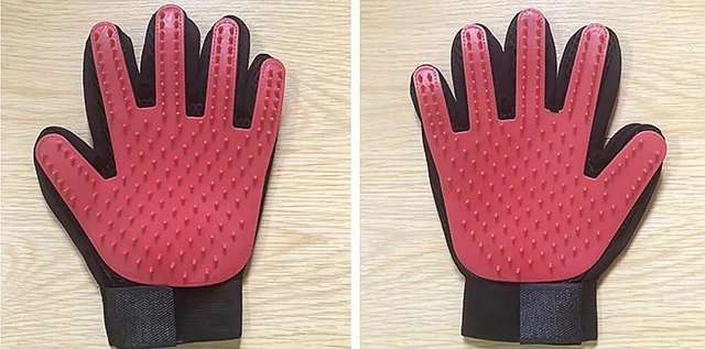 Alt view image 4 of 4 - 1 Pair Pet Dog Cat Deshedding Brush Grooming Glove Massage Hair Fur Removal US