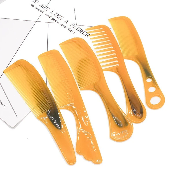 Alt view image 5 of 7 - 3~5 Pack Massage Tendon Comb Natural Amber Ox Horn Portable Hair Beard US Seller