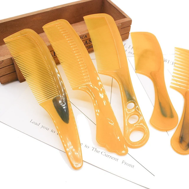 Alt view image 6 of 7 - 3~5 Pack Massage Tendon Comb Natural Amber Ox Horn Portable Hair Beard US Seller