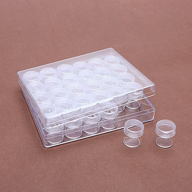 Alt view image 3 of 3 - US 30 Pack Clear Bead Containers Storage Box Jars Transparent Bottles w/Box