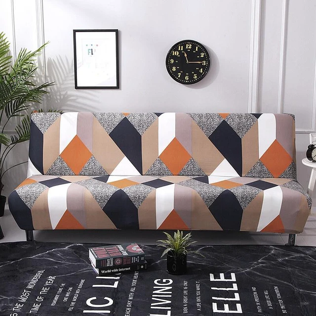 Alt view image 3 of 5 - Futon Slipcover Armless Sofa Cover Stretch Sofa Bed Slipcover Protector Elastic BM-4-a shafachuangzhao lanhuolieniao