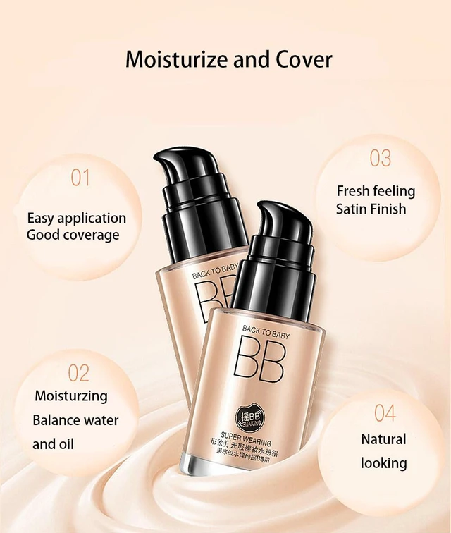 Alt view image 3 of 7 - US Liquid Foundation Waterproof Cosmetics Concealer BB Cream Natural Looking BN-1-a BBshuang ziranse 1ge