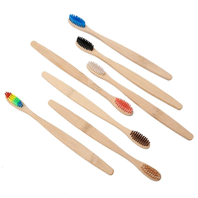 Alt view image 3 of 5 - 10Pcs Bamboo Toothbrush 100% Natural Organic Medium Bristle BPA-Free Bristles BN-3-bzhuzhiyashua heise10zhi