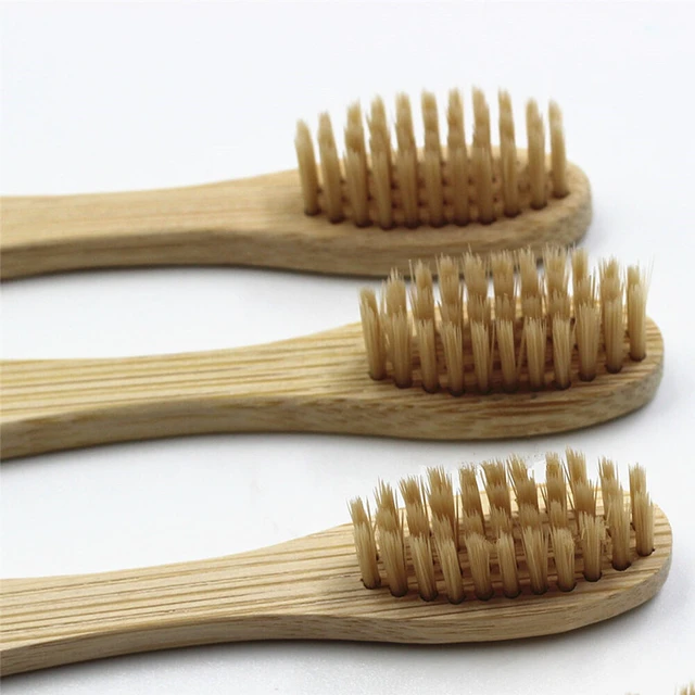 Alt view image 5 of 5 - 10Pcs Bamboo Toothbrush 100% Natural Organic Medium Bristle BPA-Free Bristles BN-3-bzhuzhiyashua heise10zhi