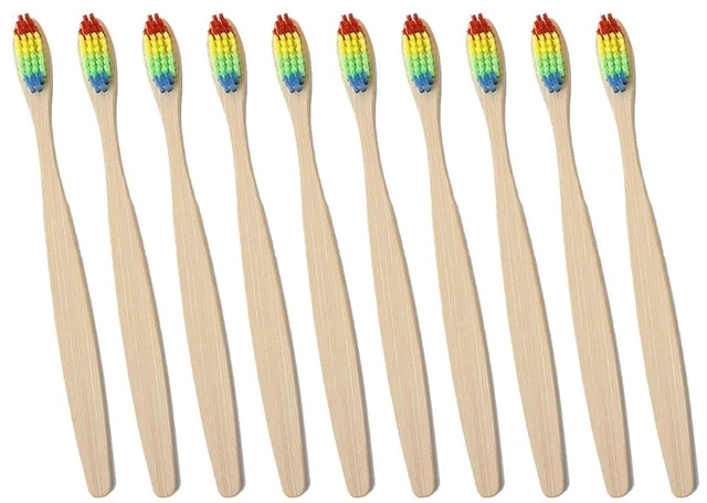 Main image of 10Pcs Bamboo Toothbrush 100% Natural Organic Medium Bristle BPA-Free Bristles