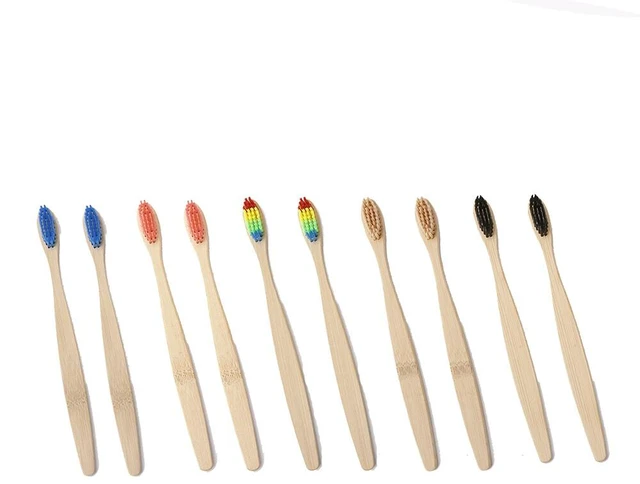 Main image of 10Pcs Bamboo Toothbrush 100% Natural Organic Medium Bristle BPA-Free Bristles BN-3-bzhuzhiyashua hunse10zhi