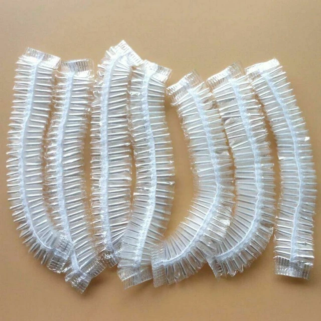 Alt view image 4 of 5 - US 100 Pack Disposable Shower Cap White Yellow Pink Blue One-off Elastic Cap