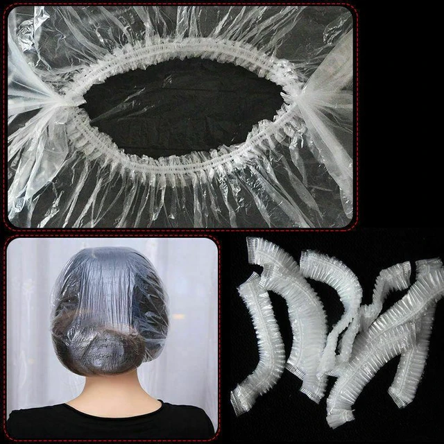 Main image of US 100 Pack Disposable Shower Cap White Yellow Pink Blue One-off Elastic Cap