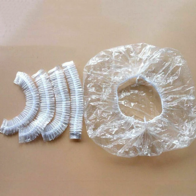 Alt view image 3 of 5 - US 100 Pack Disposable Shower Cap White Yellow Pink Blue One-off Elastic Cap