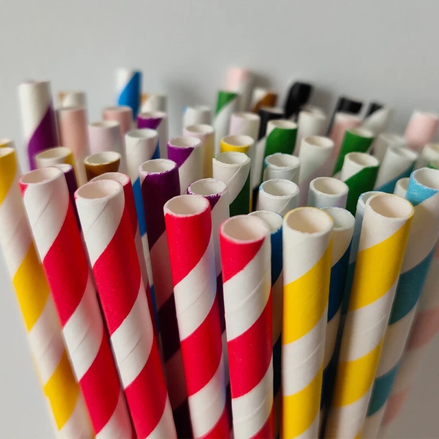 Alt view image 4 of 6 - US 100~200 Bulk Packed Paper Straws Pattern Color -Biodegradable FDA Approved BR-1-a huawenxiguan100zhizhuang hongse