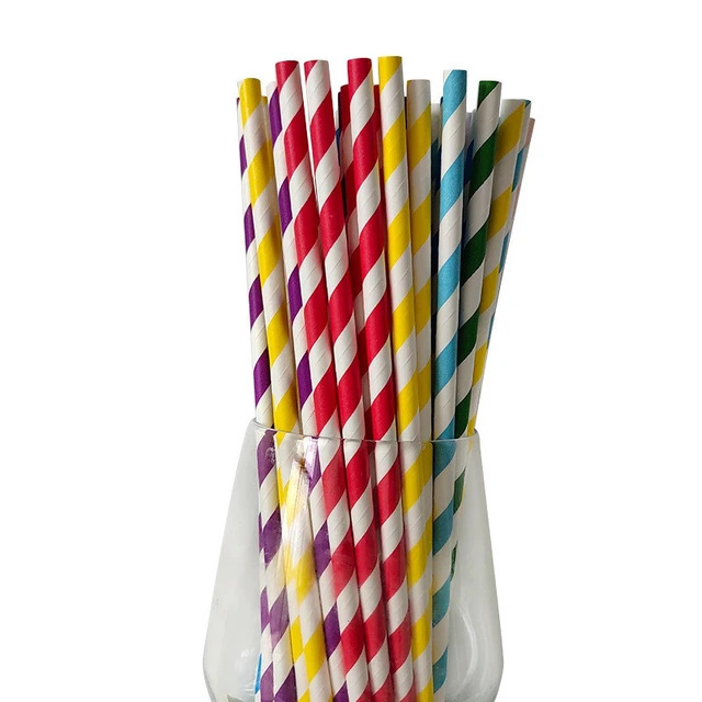 Alt view image 2 of 6 - US 100~200 Bulk Packed Paper Straws Pattern Color -Biodegradable FDA Approved BR-1-a huawenxiguan100zhizhuang hongse