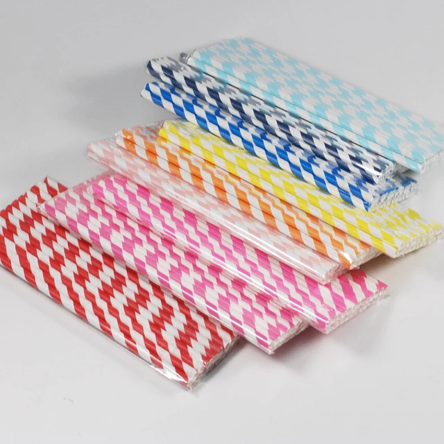 Alt view image 5 of 6 - US 100~200 Bulk Packed Paper Straws Pattern Color -Biodegradable FDA Approved BR-1-a huawenxiguan100zhizhuang hongse