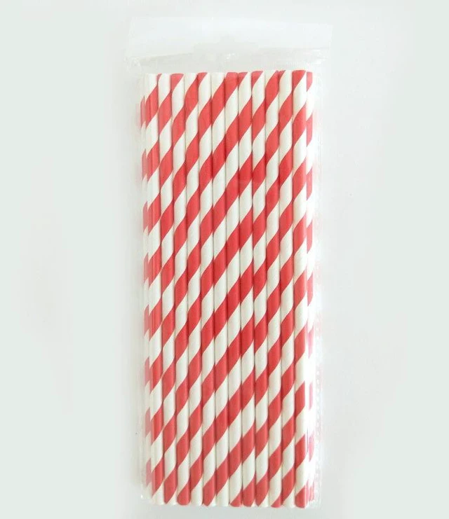 Main image of US 100~200 Bulk Packed Paper Straws Pattern Color -Biodegradable FDA Approved BR-1-a huawenxiguan100zhizhuang hongse