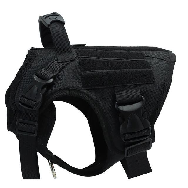 Alt view image 2 of 3 - US Tactical Police K9 Training Dog Harness Military Adjustable Nylon Vest Leash