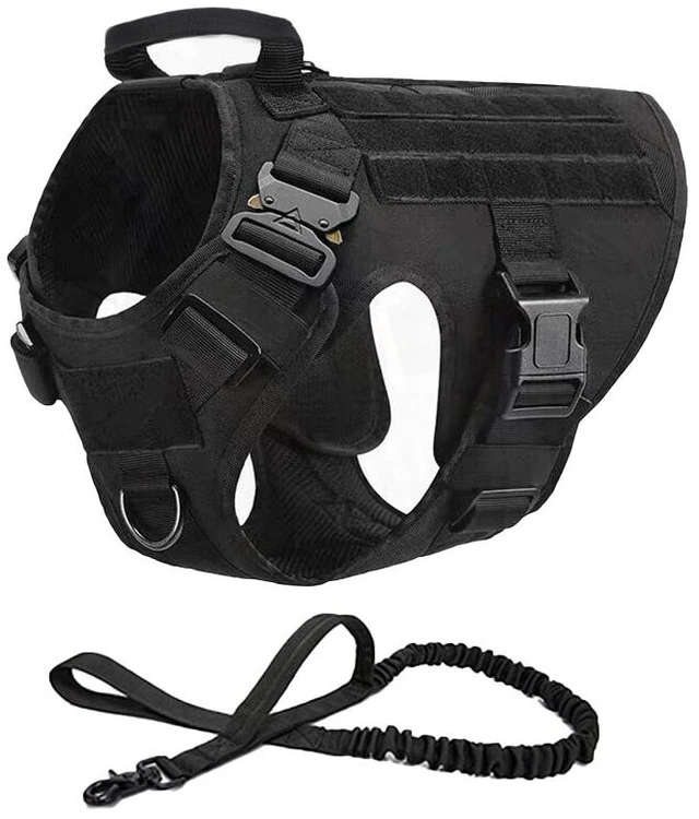 Main image of US Tactical Police K9 Training Dog Harness Military Adjustable Nylon Vest Leash