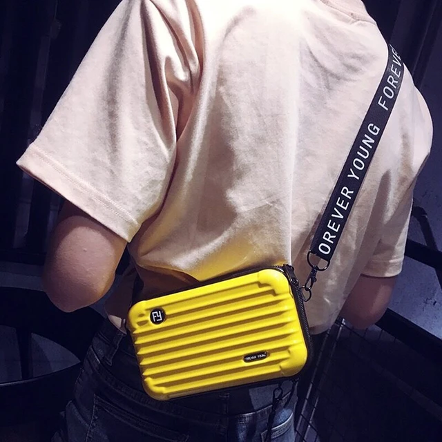 Alt view image 4 of 5 - US Women Suitcase Box Shape Crossbody Shoulder Bag Letter Band Travel Carrying