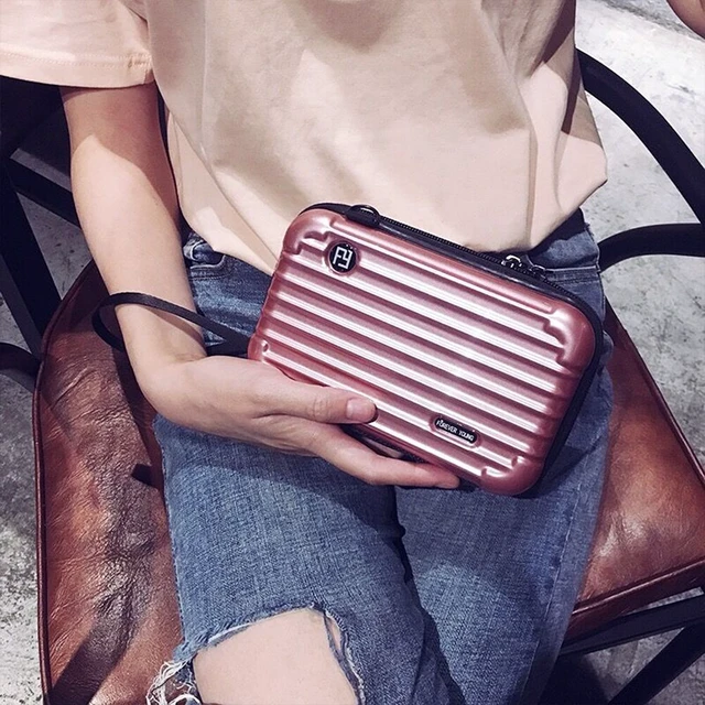 Alt view image 5 of 5 - US Women Suitcase Box Shape Crossbody Shoulder Bag Letter Band Travel Carrying