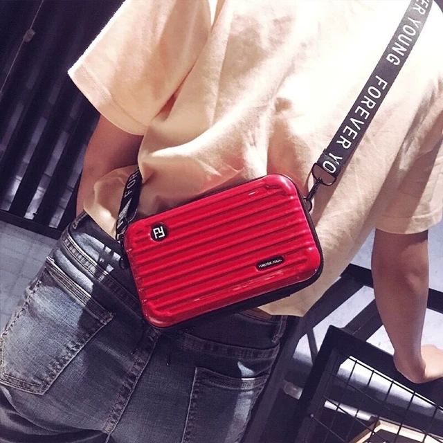 Alt view image 3 of 5 - US Women Suitcase Box Shape Crossbody Shoulder Bag Letter Band Travel Carrying