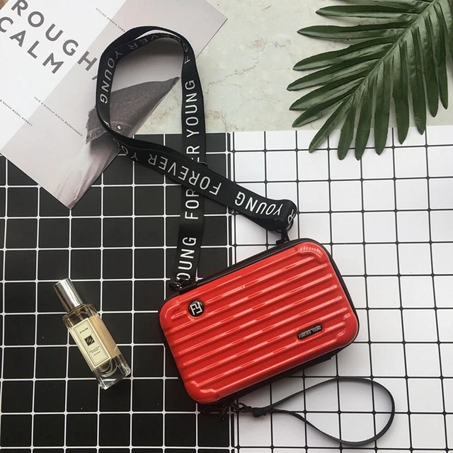 Main image of US Women Suitcase Box Shape Crossbody Shoulder Bag Letter Band Travel Carrying BS-4-a xinglidanjianbao hongse