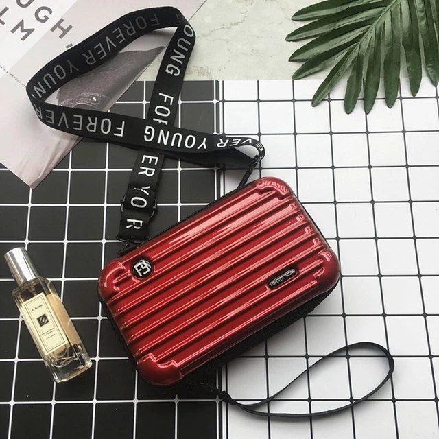 Main image of US Women Suitcase Box Shape Crossbody Shoulder Bag Letter Band Travel Carrying BS-4-a xinglidanjianbao jiuhongse