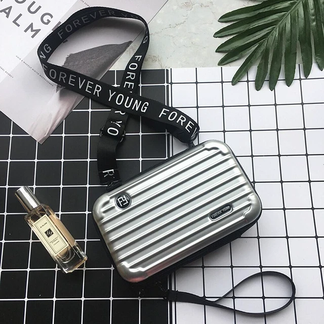Alt view image 2 of 5 - US Women Suitcase Box Shape Crossbody Shoulder Bag Letter Band Travel Carrying BS-4-a xinglidanjianbao yinse