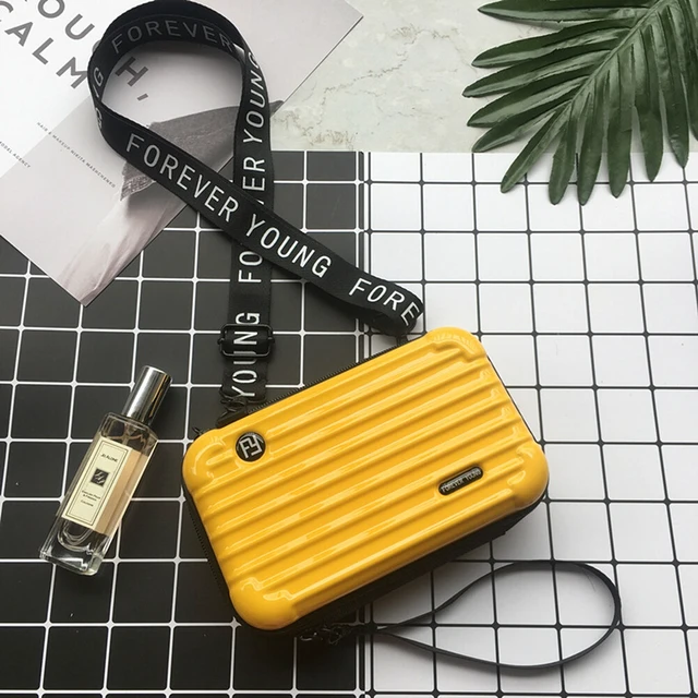 Alt view image 3 of 5 - US Women Suitcase Box Shape Crossbody Shoulder Bag Letter Band Travel Carrying BS-4-a xinglidanjianbao zise BS-4-a xinglidanjianbao huangse