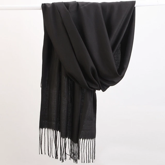 Alt view image 2 of 3 - US Oversize Cashmere Scotland Wool Shawl Wrap Solid Blanket Scarf 78.7x27.5''