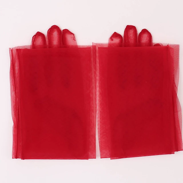 Alt view image 2 of 5 - US 1 Paris 27'' Wedding Bridal Prom Sheer Tulle Long Elbow Gloves Party Opera BY-3-b 70cmbaoshashoutao hongse 1shuang