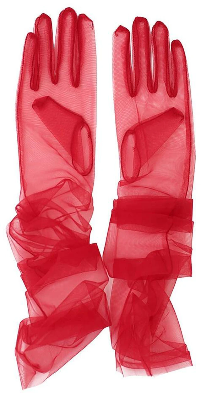Main image of US 1 Paris 27'' Wedding Bridal Prom Sheer Tulle Long Elbow Gloves Party Opera BY-3-b 70cmbaoshashoutao hongse 1shuang