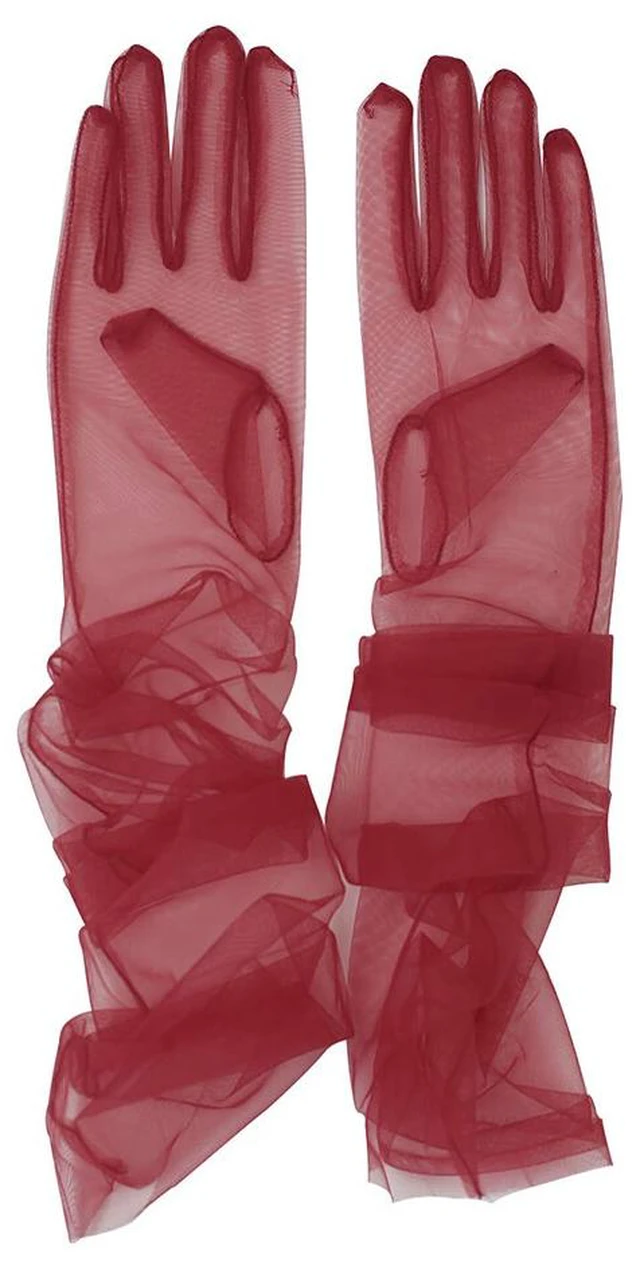 Alt view image 2 of 4 - US 1 Paris 27'' Wedding Bridal Prom Sheer Tulle Long Elbow Gloves Party Opera BY-3-b 70cmbaoshashoutao jiuhong 1shuang