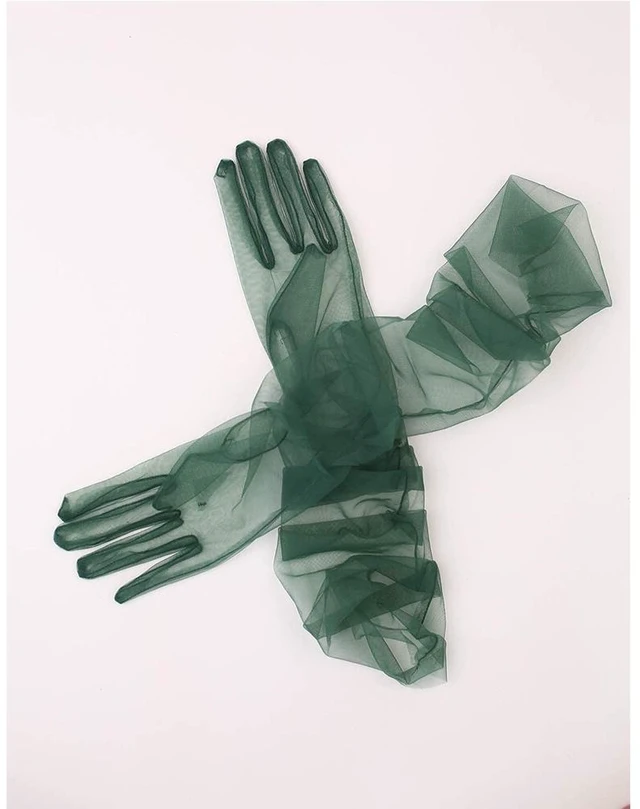 Alt view image 2 of 5 - US 1 Paris 27'' Wedding Bridal Prom Sheer Tulle Long Elbow Gloves Party Opera BY-3-b 70cmbaoshashoutao molv 1shuang